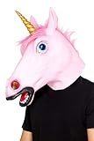 Smiffy's 48874 - Máscara de látex de unicornio, unisex, adulto, rosa, talla única