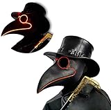 CreepyParty LED Máscara Doctor Peste Pájaro de Nariz Larga Máscaras de Accesorios de Disfraces de Halloween Steampunk Iluminar Negro