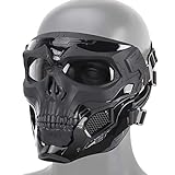 zowam Máscara de calavera Airsoft, resistente a los impactos y transpirable, máscara táctica de calavera con lente de PC para juegos de CS, Halloween, cosplay, fiesta de disfraces