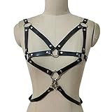 Healifty arnés de cuero sintético para el pecho con cinturón de cintura punk para mujer ajustable con hebillas