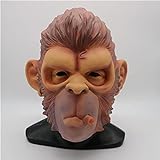 SENFEISM Máscara de animales de miedo para adultos Funny Monkey Headgear para Halloween Carnaval Látex Cartoon Fumar Máscaras Mono