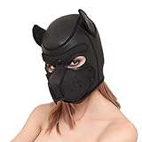 Disfraz Mascarilla Capucha Cubierta de Cara Completa Sombrero del Perro Juego de Rol Mascara Maniaca para Masquerade Lace Up,Negro