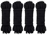 GiantGo 4 rollos de 5 metros de cuerda de algodón suave – Cuerda de algodón trenzado suave – Cuerda trenzada de algodón grueso multifuncional – 8 mm de diámetro cuerdas trenzadas fuertes, color negro