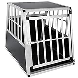 EUGAD Transportín de Aluminio para Perros Gatos Mascotas Jaula Transporte de Viaje para Mascotas Trapezoidal 1 Puerta Negro 0046HT