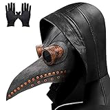 Lifreer Máscara de doctor de la plaga con nariz larga, pico de pájaro steampunk para disfraz de Halloween con un par de guantes