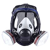 Máscara de vapor orgánica 15 en 1 para pintura química, máscara de gas con doble filtro de carbón activado, máscara protectora contra el polvo (máscara completa con cartuchos de filtro n.º 3)